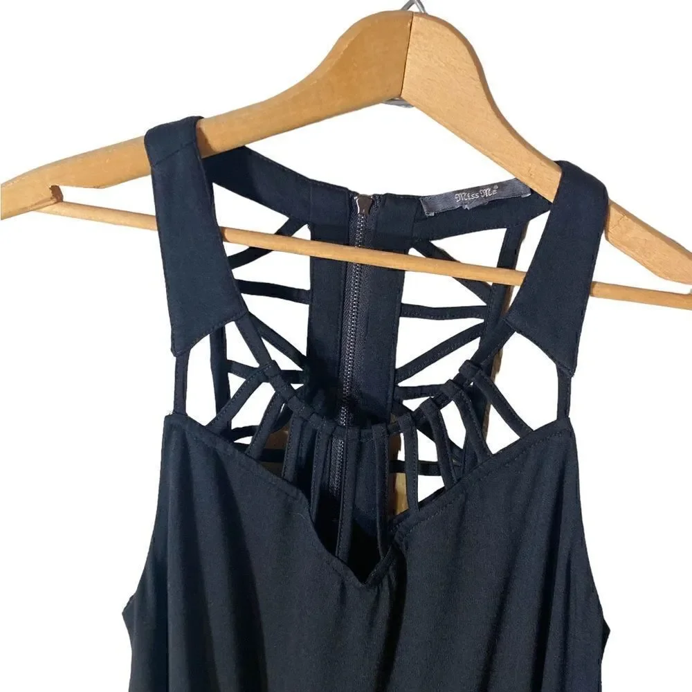 MISS ME Strappy Back Dress Black Mini Size XS